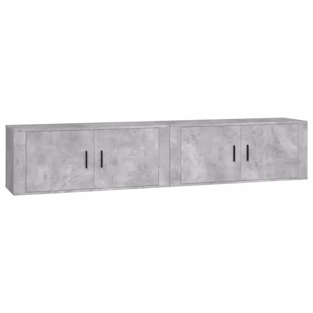 Set di 2 mobili porta TV da parete vidaXL in legno, colore grigio, L 100 cm x P 40 cm x H 34,5 cm – 2