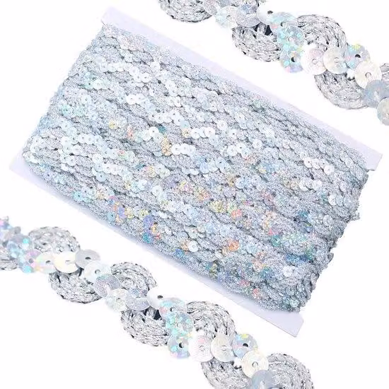 Paillettes metalliche elasticizzate, decorazione argento da 20 mm