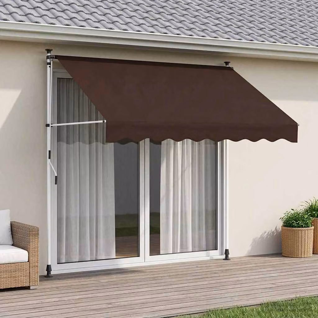 Tenda retrattile manuale vidaXL in poliestere Marrone L: 300 cm, P: 150 cm