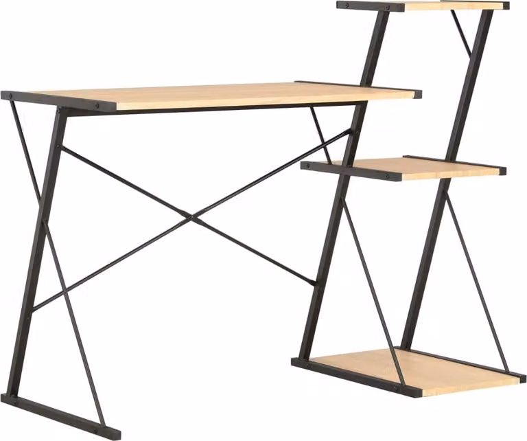 The Living Store Scrivania con ripiano nero e rovere 116×50×93 cm