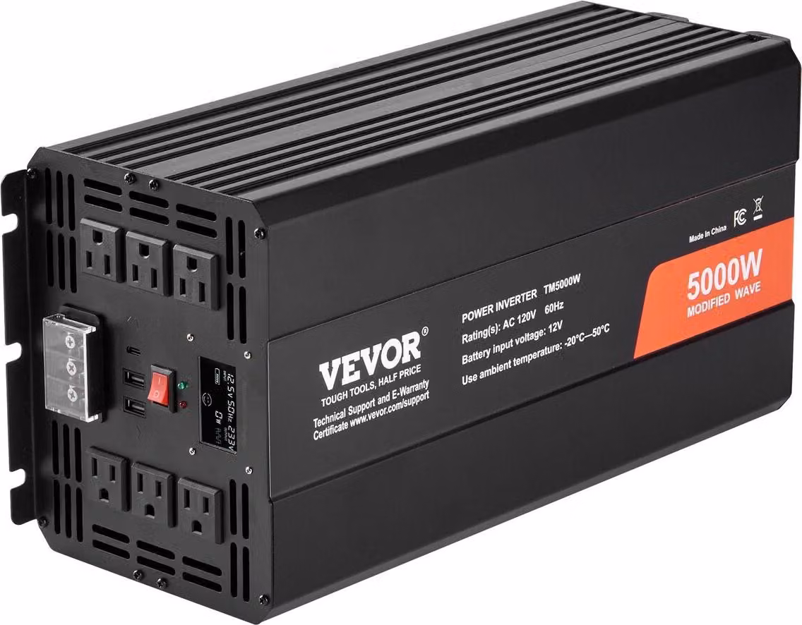 Inverter a onda sinusoidale modificata 5000 W da 12 V CC a 120 V CA con telecomando LCD