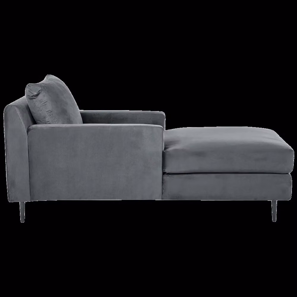 Chaise longue BELIANI in velluto grigio con design moderno a L, reversibile e con cuscini inclusi, L/P/H: 165 x 88 x 73 cm – 2