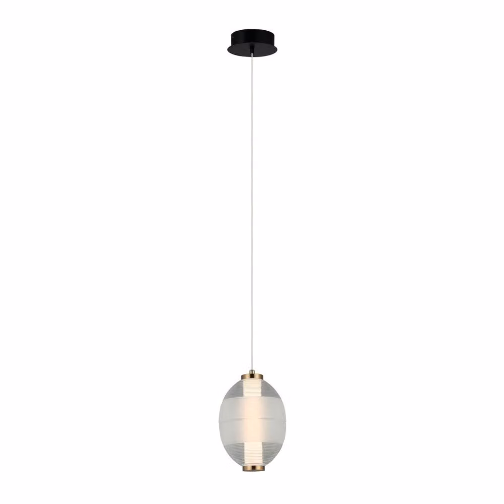 Lampada a sospensione decorativa per soggiorno sopra il tavolo paralume decorativo in vetro rigato colore caldo LED 8W RINOT Italux