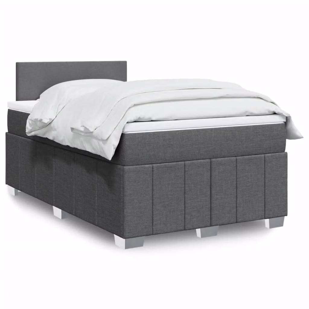 vidaXL Letto Ibrido con Materasso e Giroletto a Molle in Tessuto Grigio e Bianco L/P/H: 200 x 120 x 100,5 cm – 1