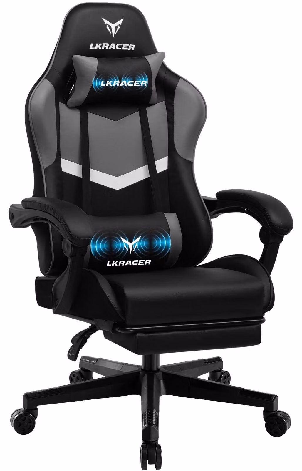 Sedia da gaming, design ergonomico, braccioli regolabili, GRIGIO