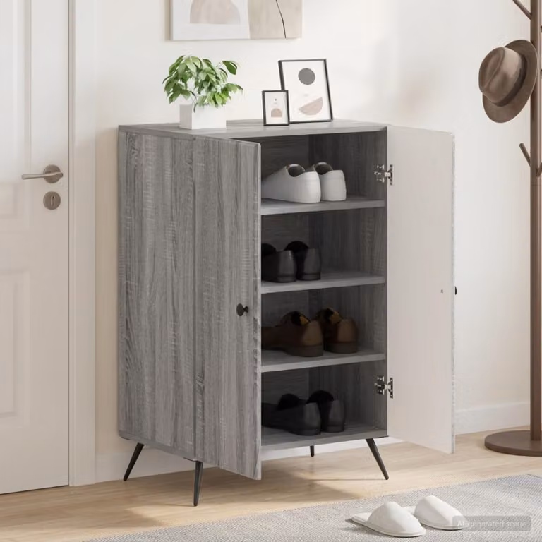 Mobile porta scarpe vidaXL BREDA grigio e nero L: 59,5 cm, P: 39,5 cm, H: 90 cm