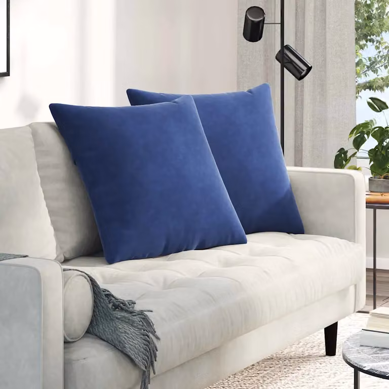 Set di 2 cuscini da divano quadrati vidaXL in tessuto a coste blu, L 80 x P 80 cm