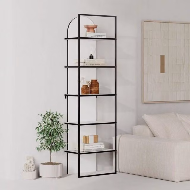 Libreria Archy Veriaffari con 5 ripiani in stile industriale, colore bianco, L: 53 cm, P: 31.7 cm, H: 180 cm