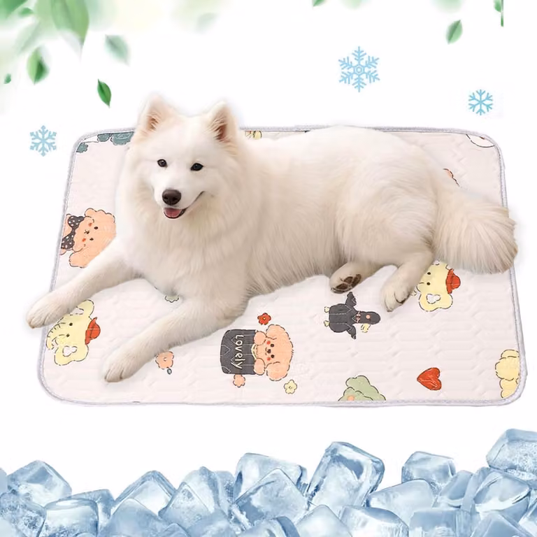 Tappetino refrigerante per cani, 60x45 cm, auto-refrigerante, lavabile, grigio, motivo animalier