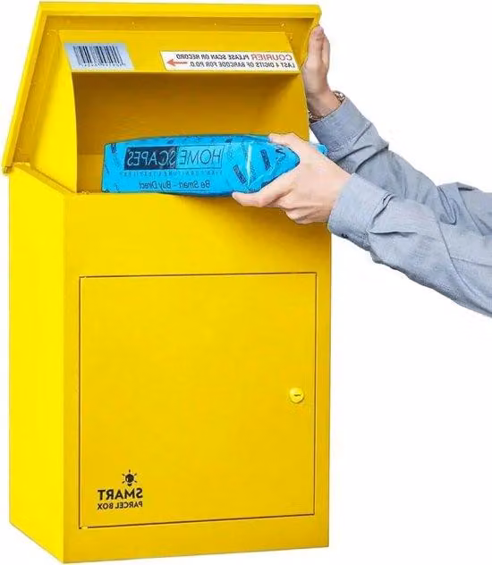 Cassetta di sicurezza per la consegna dei pacchi - Protezione contro il furto dei pacchi - Sistema di sicurezza per pacchi - Dimensioni: 440 mm x 350 mm x 580 mm - Colore giallo