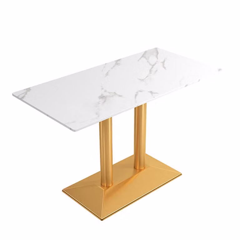 Mobili per la ristorazione Tavolo da pranzo Tavolo da cucina per sala da pranzo Tavolo da soggiorno Tavolo da bistrot Sinterstein bianco oro2 120*60*75CM