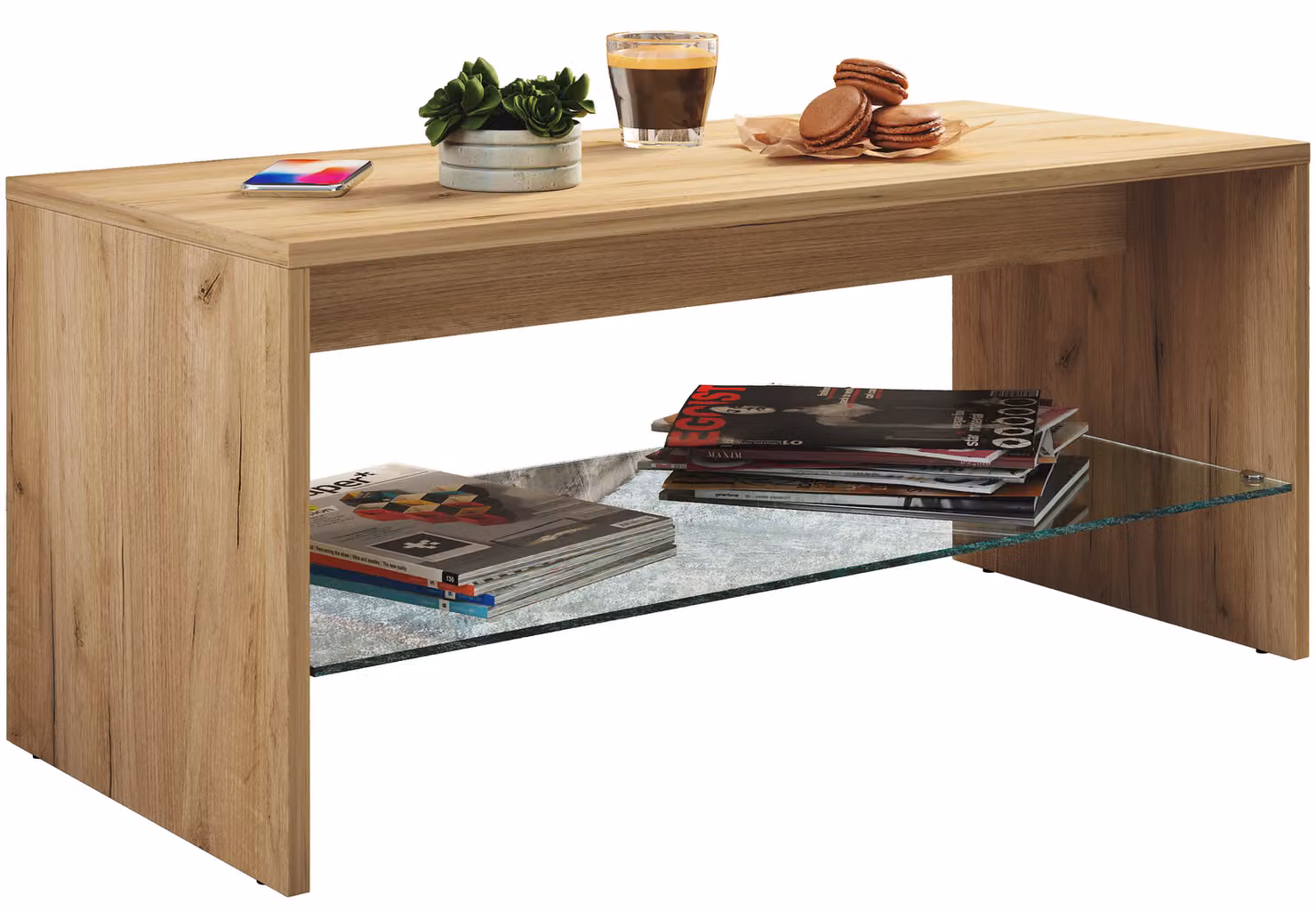 Tavolino in legno | Sofatic con spazio di archiviazione sufficiente | Dimensioni ca. H. 40 x W. 90 x D. 40 cm | Tavolo da soggiorno – Wisal