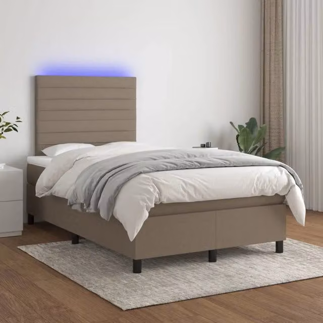 Letto Ibrido con Materasso e Illuminazione LED vidaXL in Tessuto Beige L/P: 120 x 200 cm – 1