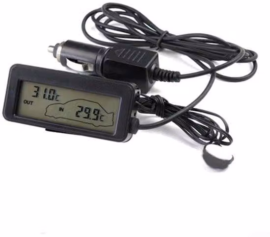 Termometro digitale LCD da 12V, nero, facile da leggere, per interni ed esterni
