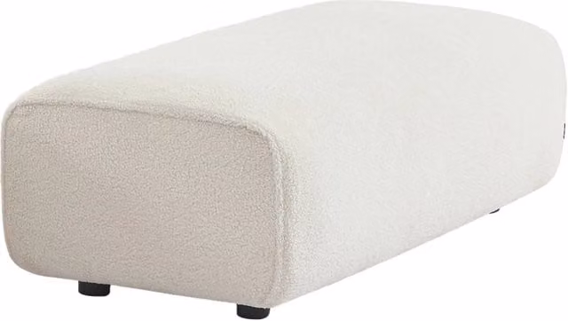 Poggiapiedi per divano ad angolo Sweeek in bouclé bianco, L: 60 cm, P: 60 cm, H: 41 cm