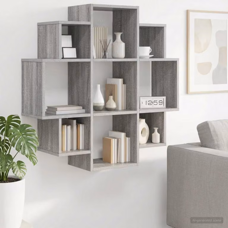 Scaffale da parete vidaXL grigio con design minimalista L 90 cm x P 25 cm x H 90 cm
