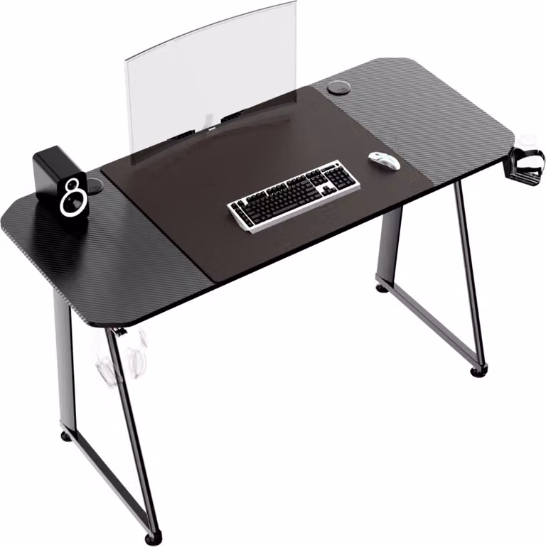Scrivania da gioco VDD Gaming con tappetino per mouse - Larghezza 140 cm x Profondità 60 cm - Nera
