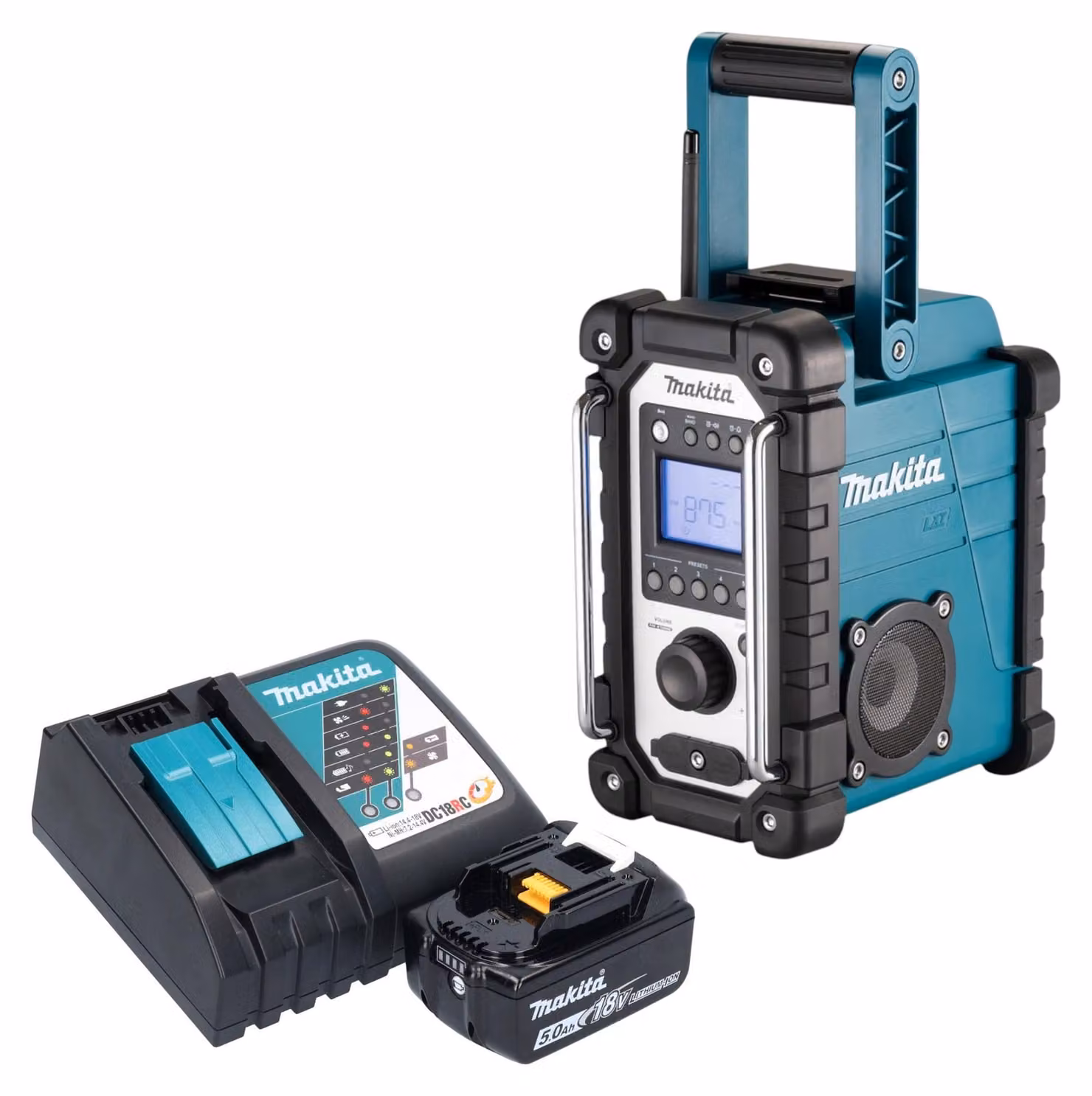 Radio da cantiere a batteria Makita DMR 116 RT1 14,4 - 18 V AM FM AUX + 1x batteria 5,0 Ah + caricabatteria