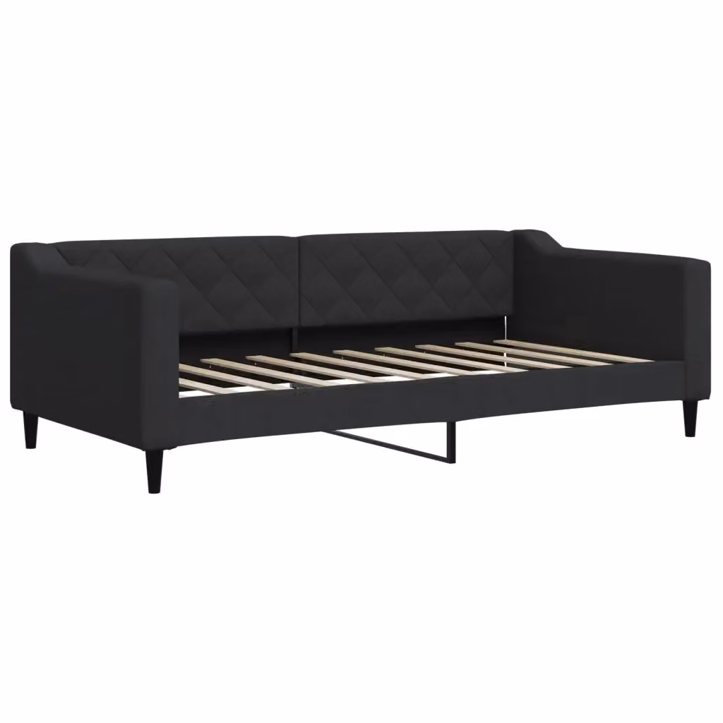 Letto da giorno moderno vidaXL in tessuto nero con struttura in legno e metallo – 2