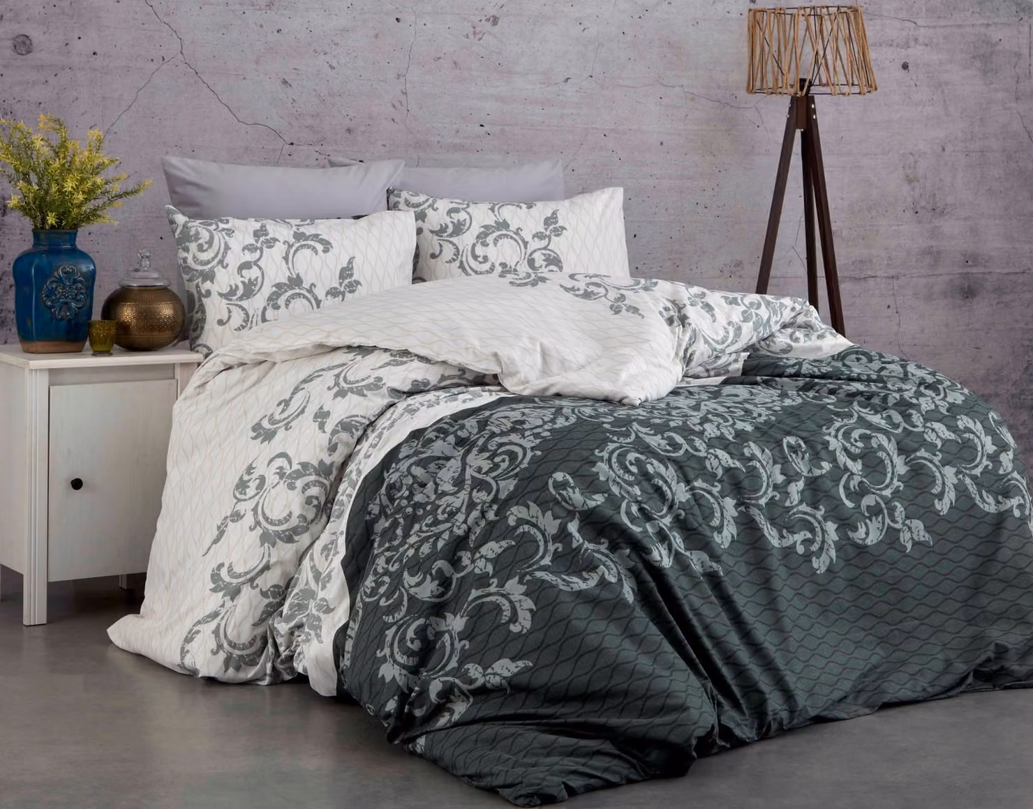L'Essentiel Linge de Maison, Adal- PRL3241, Grigio, Bianco, Copriletti, 100% cotone rinforzato