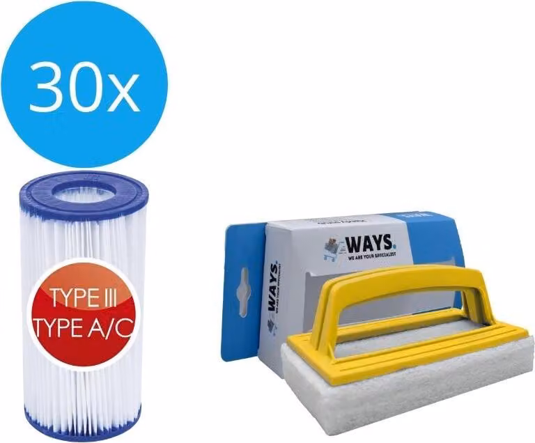 Bestway - Filtro di tipo III adatto alla pompa filtro 58389 - 30 pezzi & spazzola WAYS