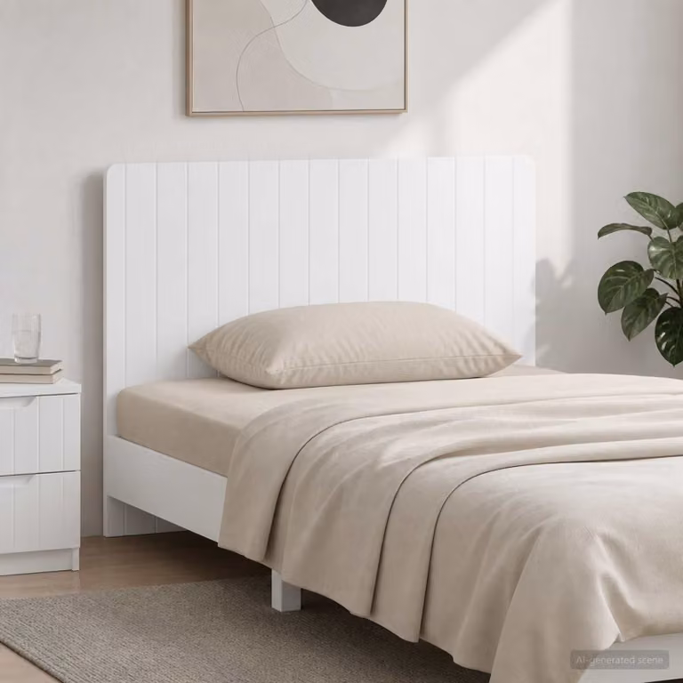 Testiera da muro vidaXL ZWOLLE moderna in legno ingegnerizzato bianco lucido con ripiano integrato