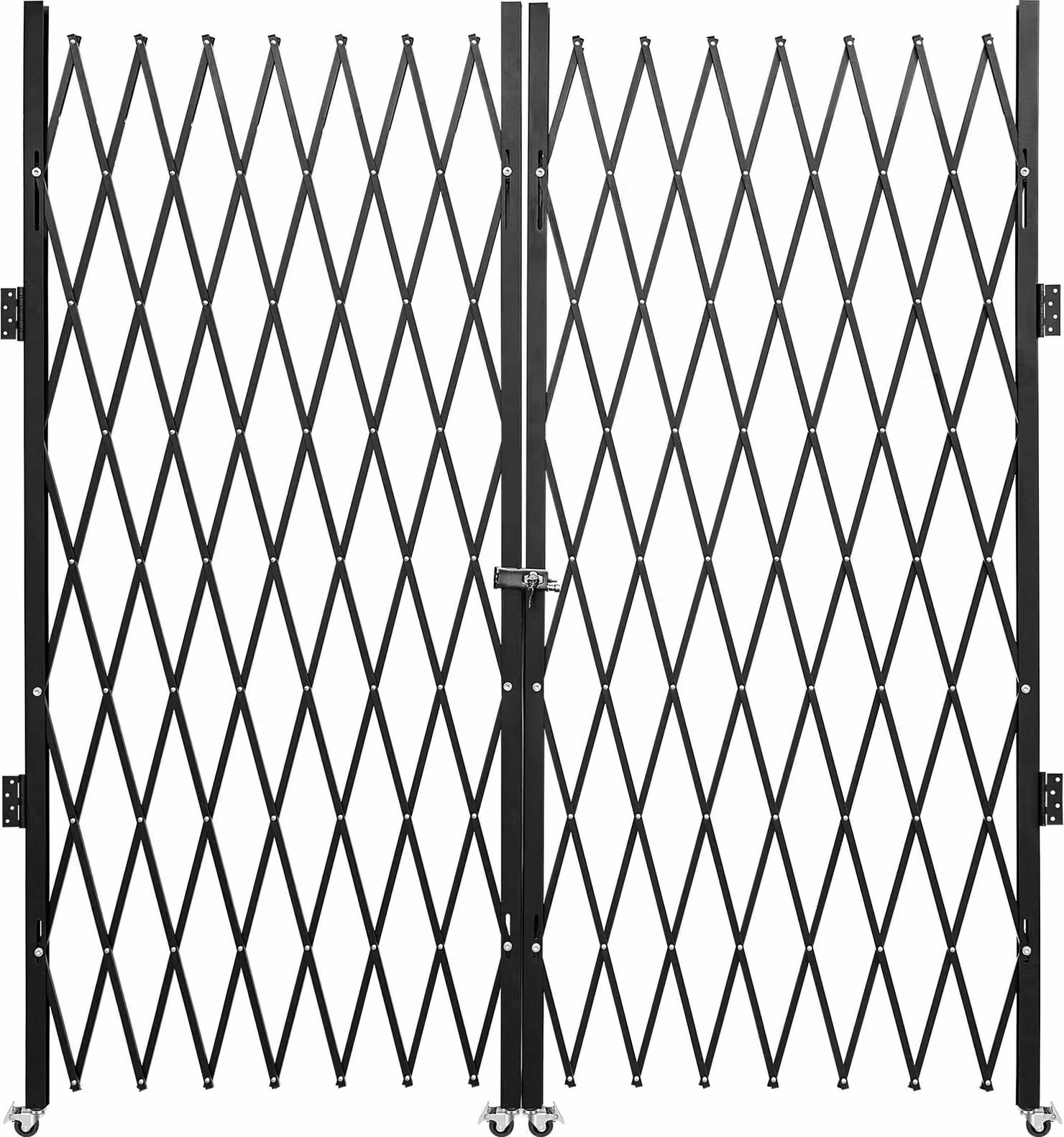 Cancello di sicurezza doppio pieghevole, cancello pieghevole 156 x 310 cm, cancello di sicurezza a fisarmonica in acciaio, cancello di sicurezza espandibile, cancello a sbarramento avvolgibile a 360°, cancello a forbice o porta con chiavi