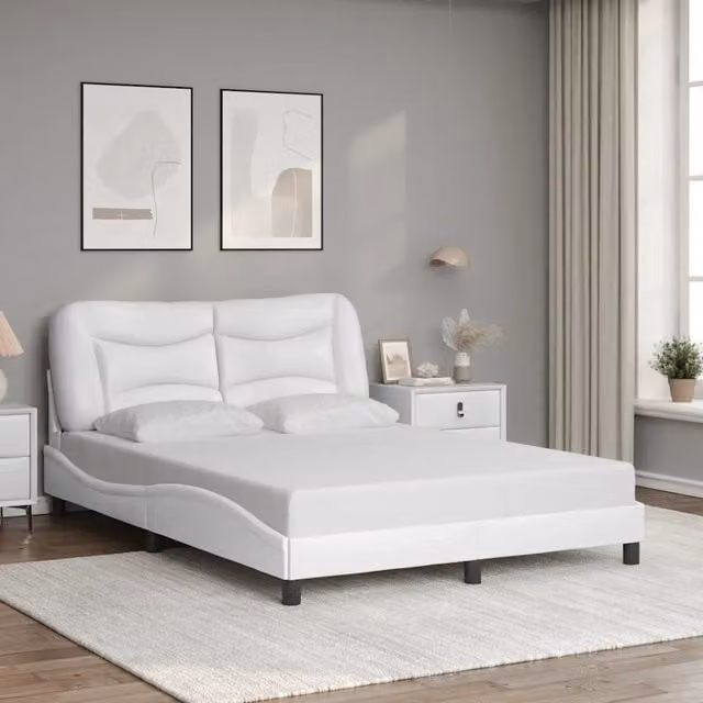Giroletto Hvar senza materasso vidaXL in similpelle bianco L/P/H: 190 x 140 x 208 cm