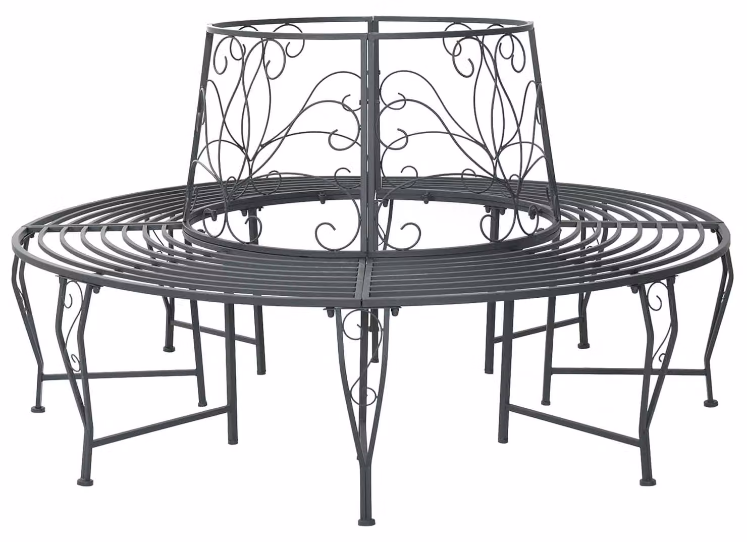 Panca da esterno per 8 persone, diametro 160 x 89 cm, in acciaio, colore grigio argento