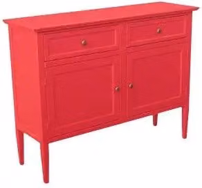 Credenza / Porta tv mod spillo Shabby chic rosso lampone con 2 ante