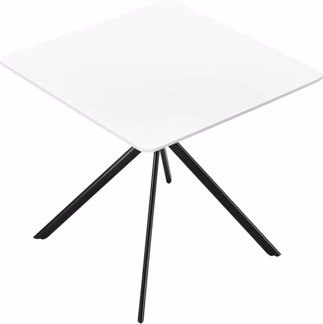 Tavolo da Pranzo Quadrato Moderno en.casa con Piano in MDF Laminato Lucido e Gambe in Metallo, Bianco/Nero, L 78 cm x P 78 cm x H 75 cm