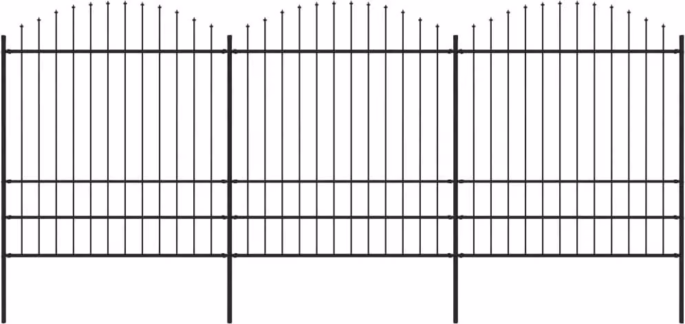 Recinzione da Giardino con Punta a Lancia in Acciaio 537x200 cm Nero