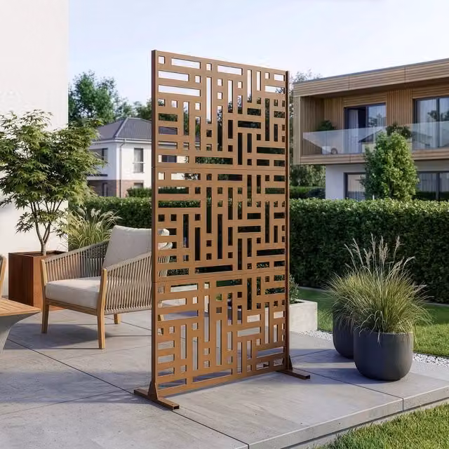 Pannello Divisorio Bernalda casa.pro in Acciaio Traforato Marrone H: 180 cm, L: 90 cm – 1