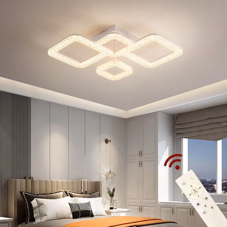 Lampada a soffitto LED DXF-2+2, 50 cm. Lampada da soffitto, luce regolabile con telecomando, possibilità di regolare il colore e l'intensità della luce, dimmerabile, classe energetica A+, lampada a soffitto LED per soggiorno