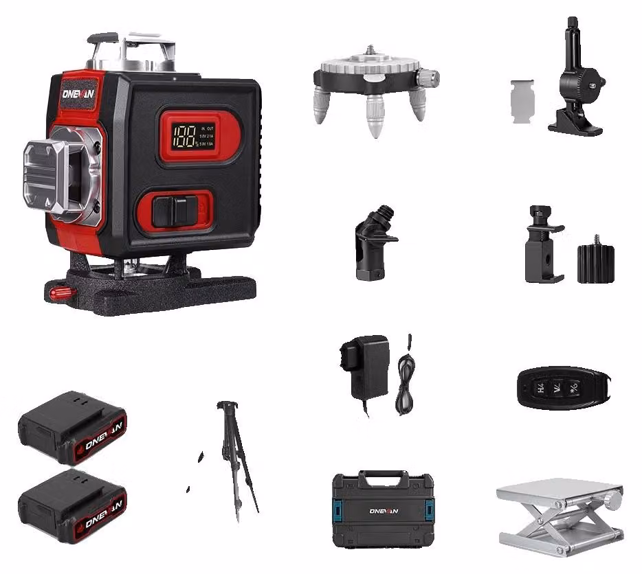 Livella laser, funzionalità 4D, controllo remoto, con treppiede