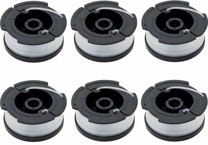 INF Bobine di filo in confezione da 6 per tagliaerba Black & Decker Nero
