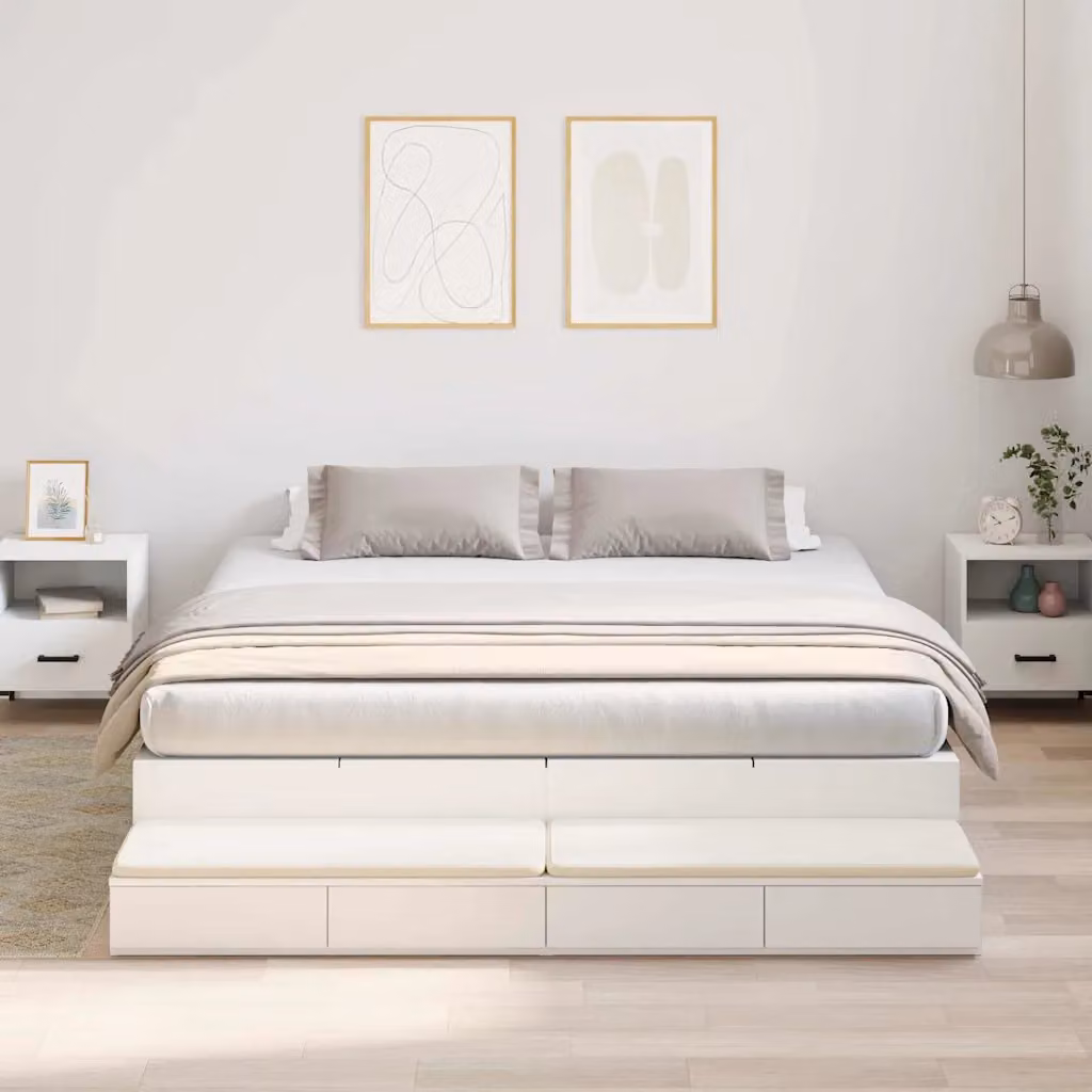 vidaXL Struttura letto con contenitore e cassetti in legno bianco L/P/H: 180 x 200 cm