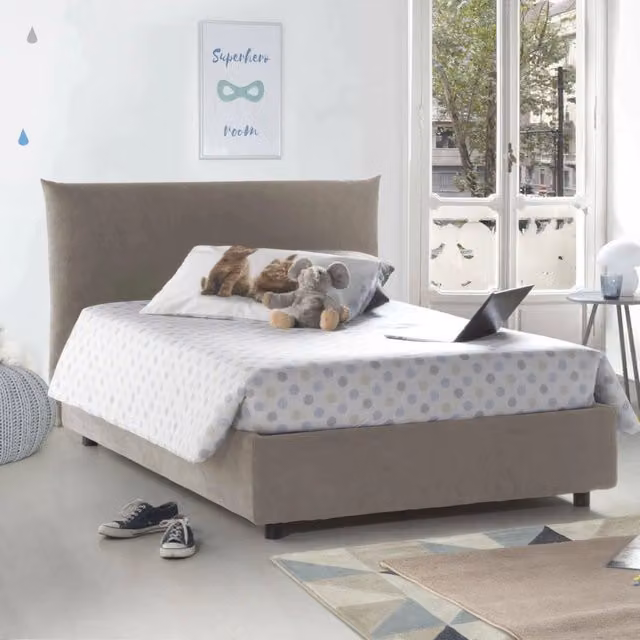 Letto Piazza e Mezza Talamo Italia con Base Contenitore Alzabile, Grigio, L/P/H: 120 x 200 cm – 1