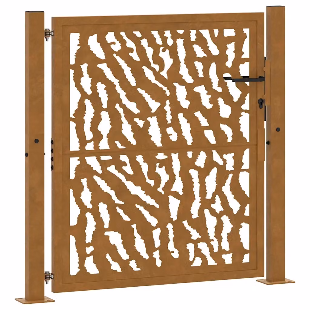 Cancello singolo da giardino vidaXL in acciaio color marrone L: 110 cm, H: 105 cm, P: 10 cm – 2