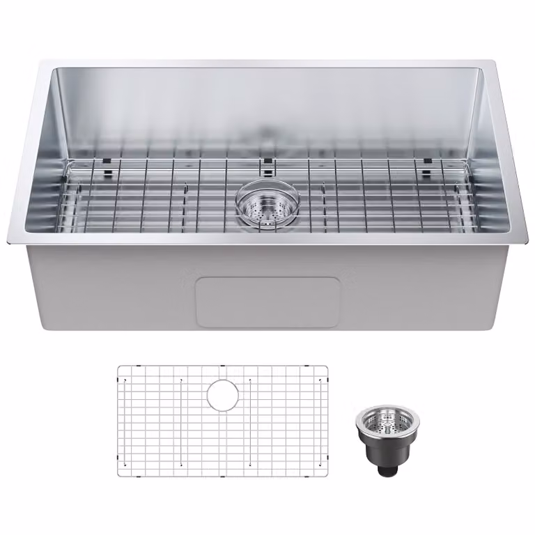 VEVOR 763 x 433 mm lavello da cucina da incasso, lavello sottopiano con vasca singola e accessori, lavello per lavastoviglie domestica per luogo di lavoro, casa mobile, lavello per preparazione cucina e bar