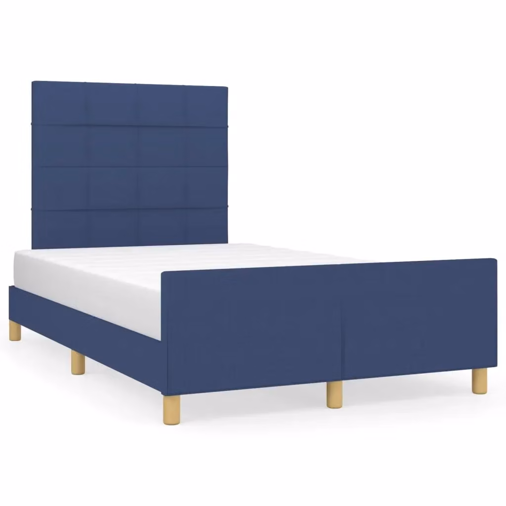 Giroletto vidaXL in tessuto blu con struttura in legno e doghe, L/P/H: 120 x 200 x 126 cm