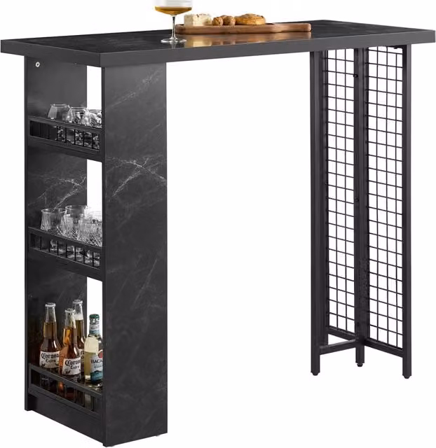 Tavolo alto SoBuy nero per cucina, bar o balcone, modello rettangolare con altezza regolabile, L 120 cm x P 50 cm x H 105 cm – 1