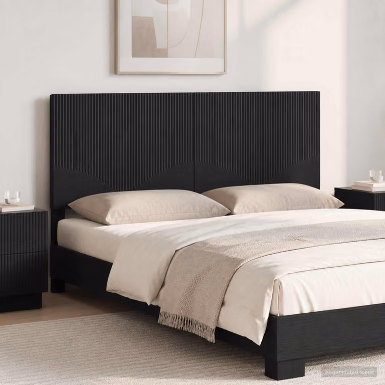 Testiera da muro vidaXL HOORN in legno ingegnerizzato nero con mensola integrata L: 160 cm, H: 50 cm, P: 14 cm