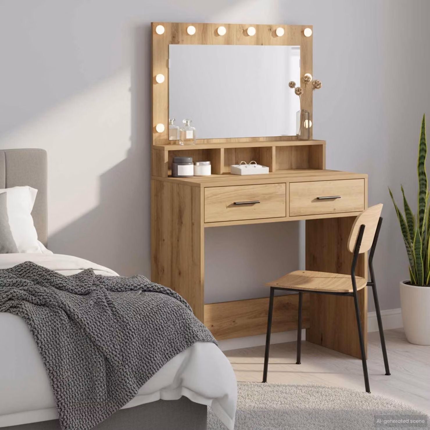 vidaXL Tavolo da Trucco Moderno in Rovere Marrone L: 79 cm, P: 41 cm, H: 135 cm