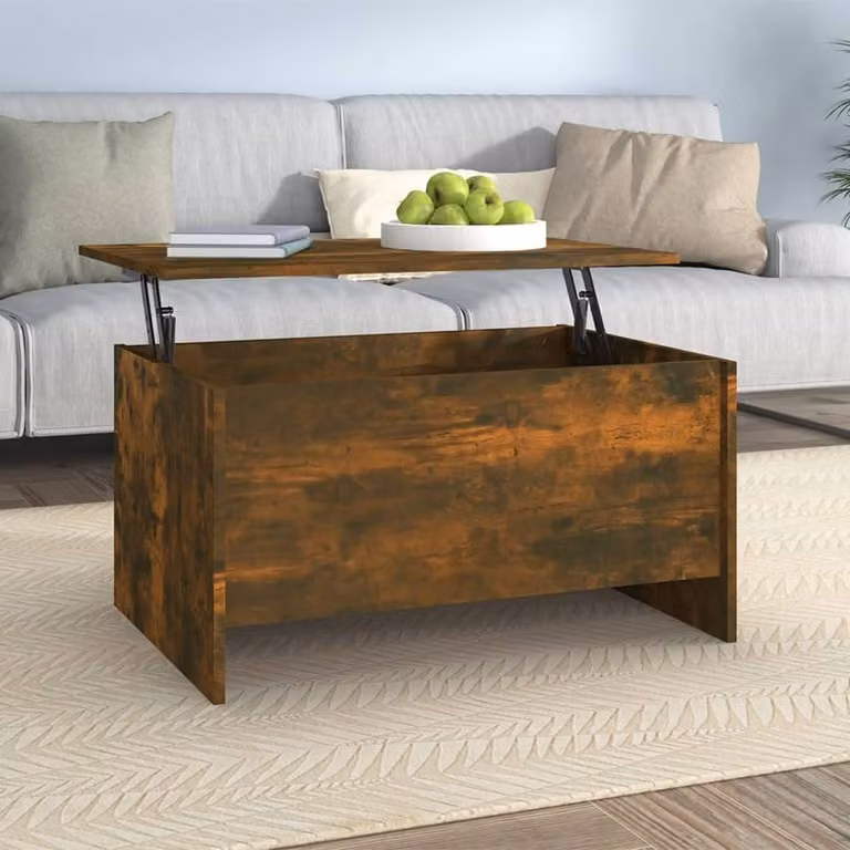 Tavolino The Living Store in rovere fumé 80x55,5x41,5 cm materiale in legno