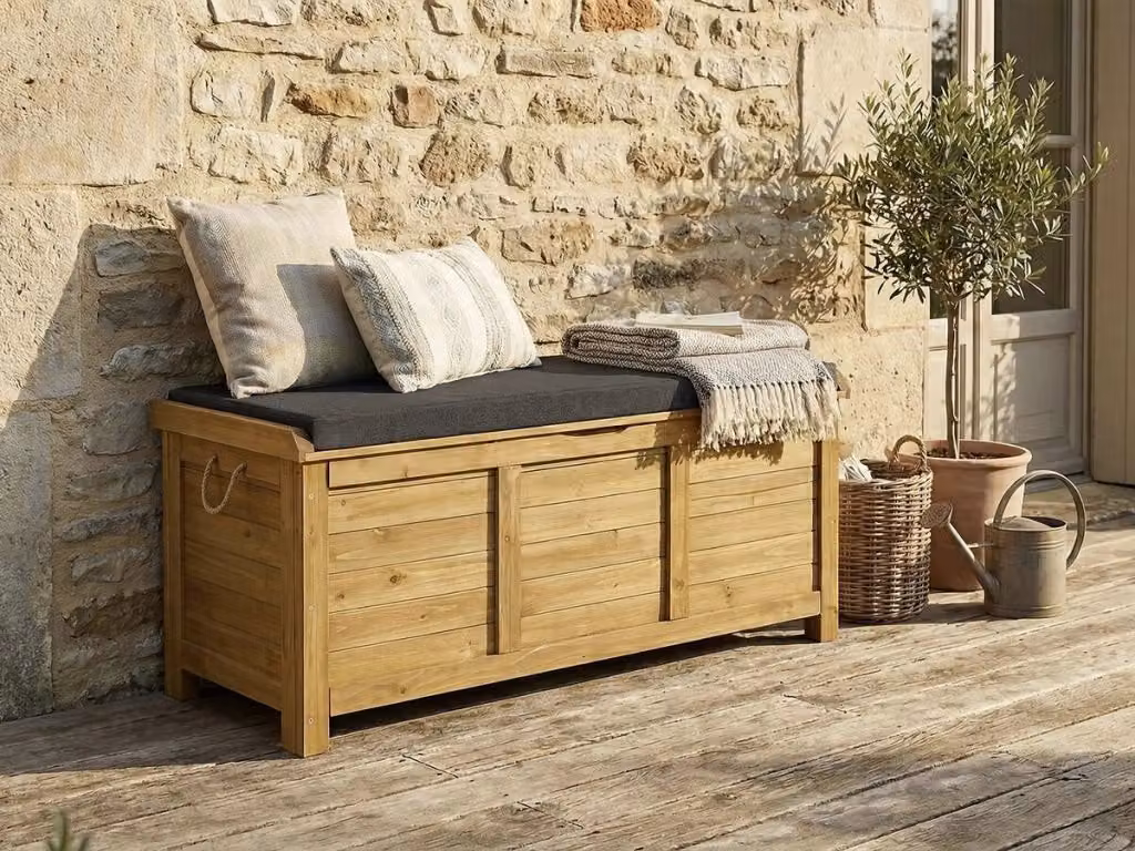 Cassetta da giardino in legno di abete marrone L: 125 cm, P: 60 cm, H: 54 cm – 2