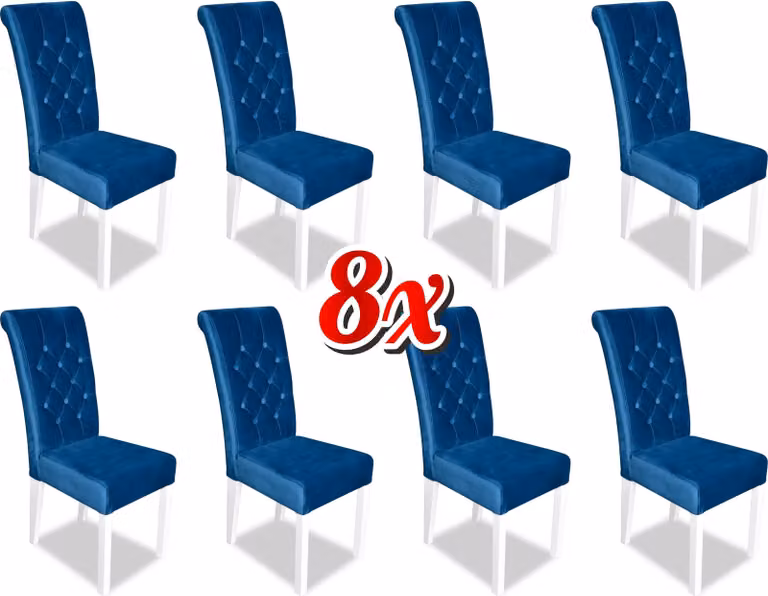 Chesterfield 8x Sessel Design Polster Stühle Stuhl Klassische Lehn Textil Holz