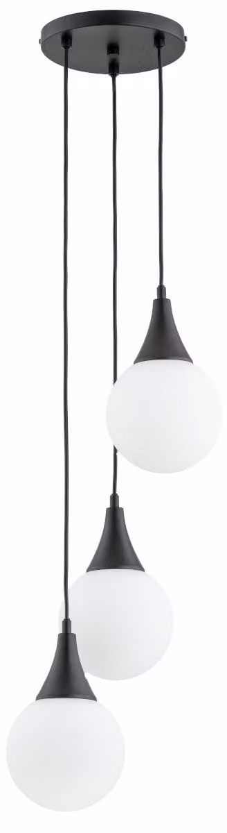 Lampada a sospensione con sfere bianche GEMINI nera 3xE14x10W in metallo, dimensioni: 80x25x25 cm, IP20, Alfa