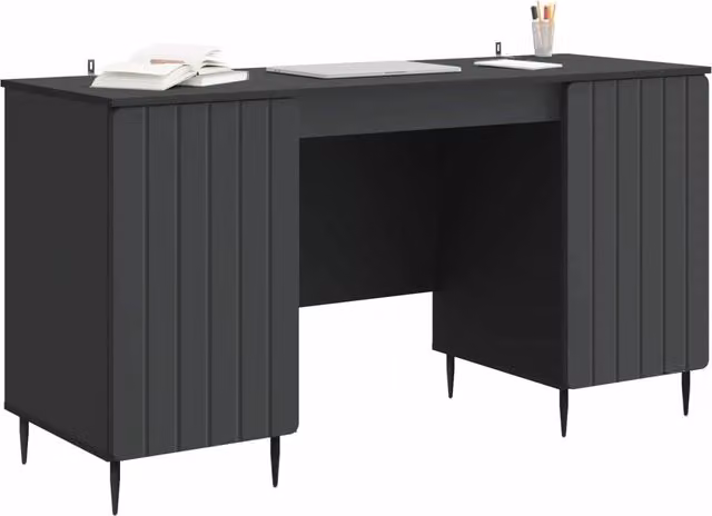 Scrivania | Tavolo da Ufficio Nero 142,5 x 50 x 75 cm Legno ingegnerizzato