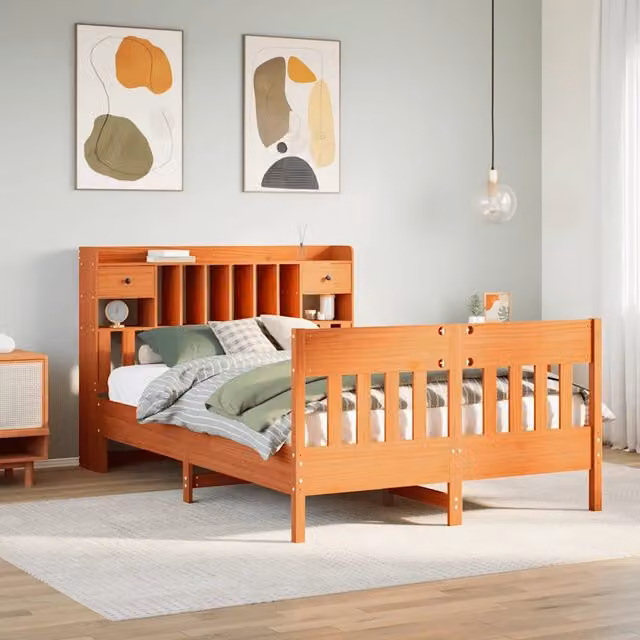 Giroletto senza Materasso Marrone Cera 160x200 cm Legno di Pino 3323256